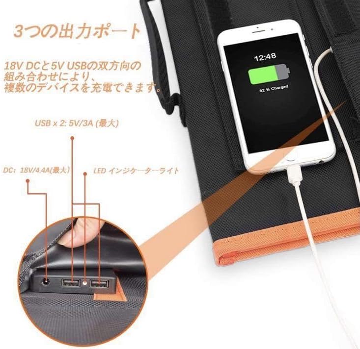 ❤高転換効率＆高出力100Wのパワフルなソーラーパネル❣折りたためて超便利♪❤ 高転換効率＆高出力100Wのパワフルなソーラーパネル折りたためて